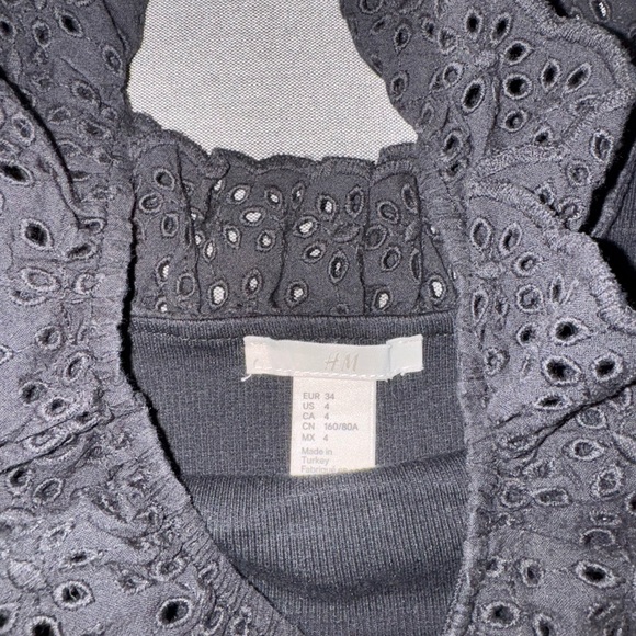 H&M Black Eyelet Ruffle Blouse - Picture 2 of 2